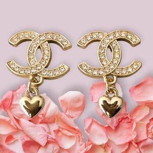 Gold Heart Charm Earrings